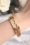 316L Steel Gold Color Zircon Stone Women's Handcuffs Bracelet - 2