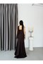 Brown Strapless Lace Corset Detailed Fish Model Evening Dress with Scarf - 7