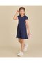 Girls Off White And Navy Rib Dress Set (Pack Of 2) - 5