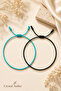 Set of 2 Black Turquoise Rope Bracelets Adjustable Unisex Couple Dating Set