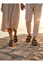 Genuine Leather Unisex Orthopedic Soft Sole Comfort Summer Casual Slippers Black Couple Slippers with Buckle - 2