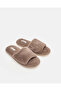 Women Brown Textured Fur Slippers - 2