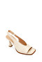 Women's Cream Thick Heeled Leather Sandals 26Pfd230518 - 8