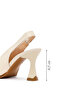 Women's Cream Thick Heeled Leather Sandals 26Pfd230518 - 4