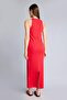 Bodycon Body-Hugging Halter Neck Ribbed Sleeveless Red Midi Dress H7119Ax26Sm - 6