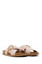 Women's Beige Glittery Leather Slippers 26Sfd5022Sm - 2