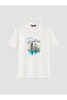 Vizyon New Season White Crew Neck Bodrum Printed Combed Cotton Men's T-Shirt - 5