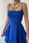 Women's Strappy Mini Dress Square Neckline Flounce Skirt Stylish Casual Event Graduation Dress - 4