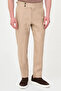 Straight Slim Fit Belt Buckle 100% Linen Men's Trousers Mink - 38352.26Y - 5