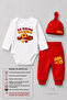 Baby 3-Piece Set Yellow Red Fan Themed Long Sleeve 100% Cotton Newborn Bodysuit Pants Hat Set I'M Ready for My First Match 0-9 Months - 2