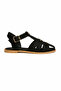 Black Women's Suede Soft Sole Cornered Cage Cut Comfortable Sandals - 4