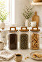 1500 ml Square Glass Jar Set of 3 – with Wooden Handle Lid, Wick, and Storage Container - 3
