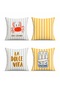 Set of 4 Throw Pillow Covers with Crab and Sardine Pattern - 3