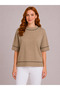 Women's Beige Knitwear Short Sleeve Blouse
