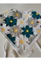 Bohemian Triangle Bandana Green White Floral - 5