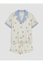 Vizyon New Season Shirt Collar Printed Women's Shorts Pajama Set - 5