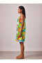 Women's Colorful Patterned Viscose Dress with Halter Neck Detail and Pockets - 4