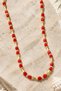 Vip Gold Color Red Square Bead Detail Design Necklace