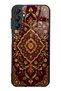 Samsung A14 Burgundy Glossy Phone Case with Ottoman Gold Design