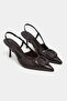 Nereid Brown Patent Leather Women's Shoes with Pointed Toe, Open Back, and Thin Heel, with Accessories - 4