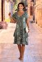 Khaki Italian Mandala Patterned 100% Cotton Dress
