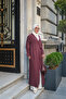Women's Double Pocketed Muslin Long Kimono with Internal and External Button Fastening, Plum Color - 4