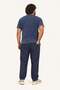 Men's Large Size Linen Trousers with Side Pockets 11931 Navy Blue - 2