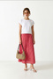 Checkered Midi Woven Skirt Lub0390 Pink White - 2