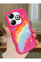Infinix Smart 8 Compatible Case Camera Protector Red Silicone Couple Phone Case Cover Rainbow Pattern