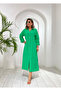 Green Pocketed Buttoned Shirt Dress - 2Y2603 - 2