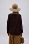 Pile Detailed V-Neck Shirt Brown - 6