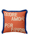 More Amor Typographic Fringed Pillowcase - Romantic Orange Navy Blue Tassel Throw Pillow Cover - 6