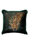 Exotic Leopard Safari Fringe Pillowcase - Wild Jungle Brown Green Tassel Throw Pillow Cover
