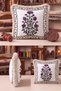 Floral Palace Fringed Pillowcase - Elegant Botanical Bohemian Purple Cream Mink Tassel Throw Pillow Cover - 2