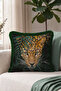 Exotic Leopard Safari Fringe Pillowcase - Wild Jungle Brown Green Tassel Throw Pillow Cover - 5