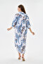 White Italian Shawl Pattern Side Slit Foldable Long Sleeve Oversize Shirt Dress Size 40 - 44 - 5