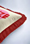 Pop Art Typographic Fringed Pillowcase - Energetic Lettering Cream Burgundy Red Tasseled Throw Pillow Cover - 8