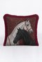 Horse Figured Ottoman Motif Fringed Pillowcase-Noble Equestrian Bohemian Black Tasseled Throw Pillow Cover - 3