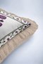 Floral Palace Fringed Pillowcase - Elegant Botanical Bohemian Purple Cream Mink Tassel Throw Pillow Cover - 8