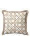 Geometric Beige Knitted Motif Fringed Pillowcase-Elegant Ethnic Boho Ecru Mink Tassel Throw Pillow Cover - 3