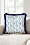 Ethnic Striped Marine Design Fringed Pillowcase - Mediterranean Blue Navy Blue Tasseled Throw Pillow Cover - 5