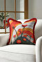 Flower Design Artistic Fringed Pillowcase - Abstract Floral Orange Burgundy Tassel Throw Pillow Cover - 2