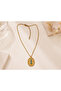 Turquoise Stone Gold Steel Necklace Oval Medallion Model