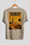 Dubai Uae 2 Beige Oversize Country City Back Printed Unisex T-Shirt 100% Cotton Premium