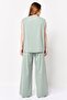 Comforts By Women 2 Pieces Sleeveless Plain Tank Top With Wide Leg Pants Set, Sage Green - 3