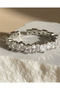 Square Cut Stone Silver Color Eternity Ring - 3