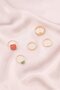 Women 5 Packs MTL With Red And Green Stone Rings, Gold - 3