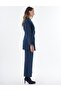 Pens Detailed Cotton Linen Tunic Dark Navy Blue - 6