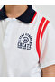 Boys White Polo T-Shirt With Striped And Contrast Collar - 3