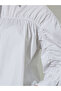 White Striped Gathered Oversized Shirt - 4